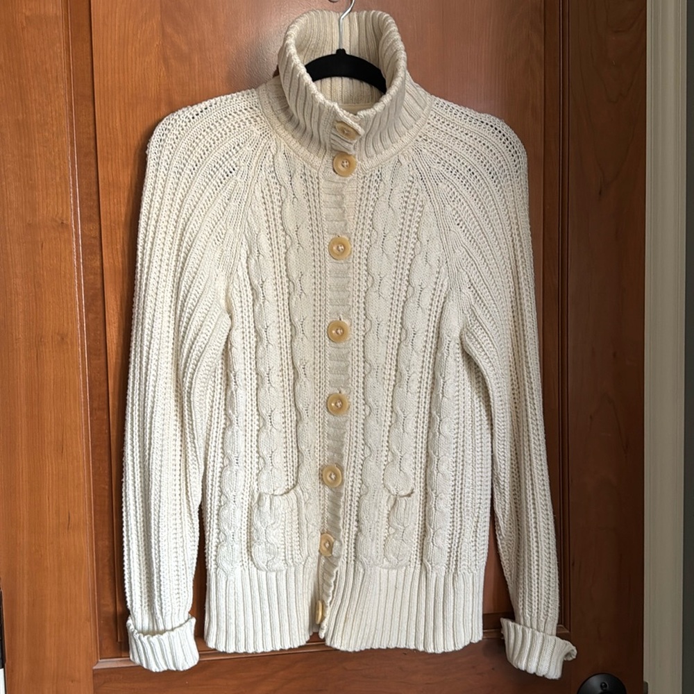 Cream colored cardigan sweater, great shape, super soft